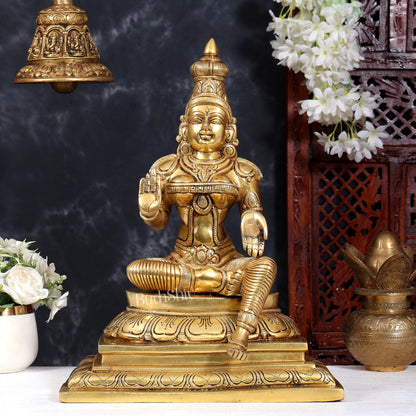 Brass Shiva & Parvati Sitting Statue | Uma Maheshwara 16.5 inch