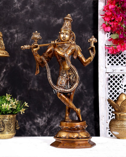 Vintage Brass Vishnu Krishna Idol – Divine Antique Style Statue (18 Inches)