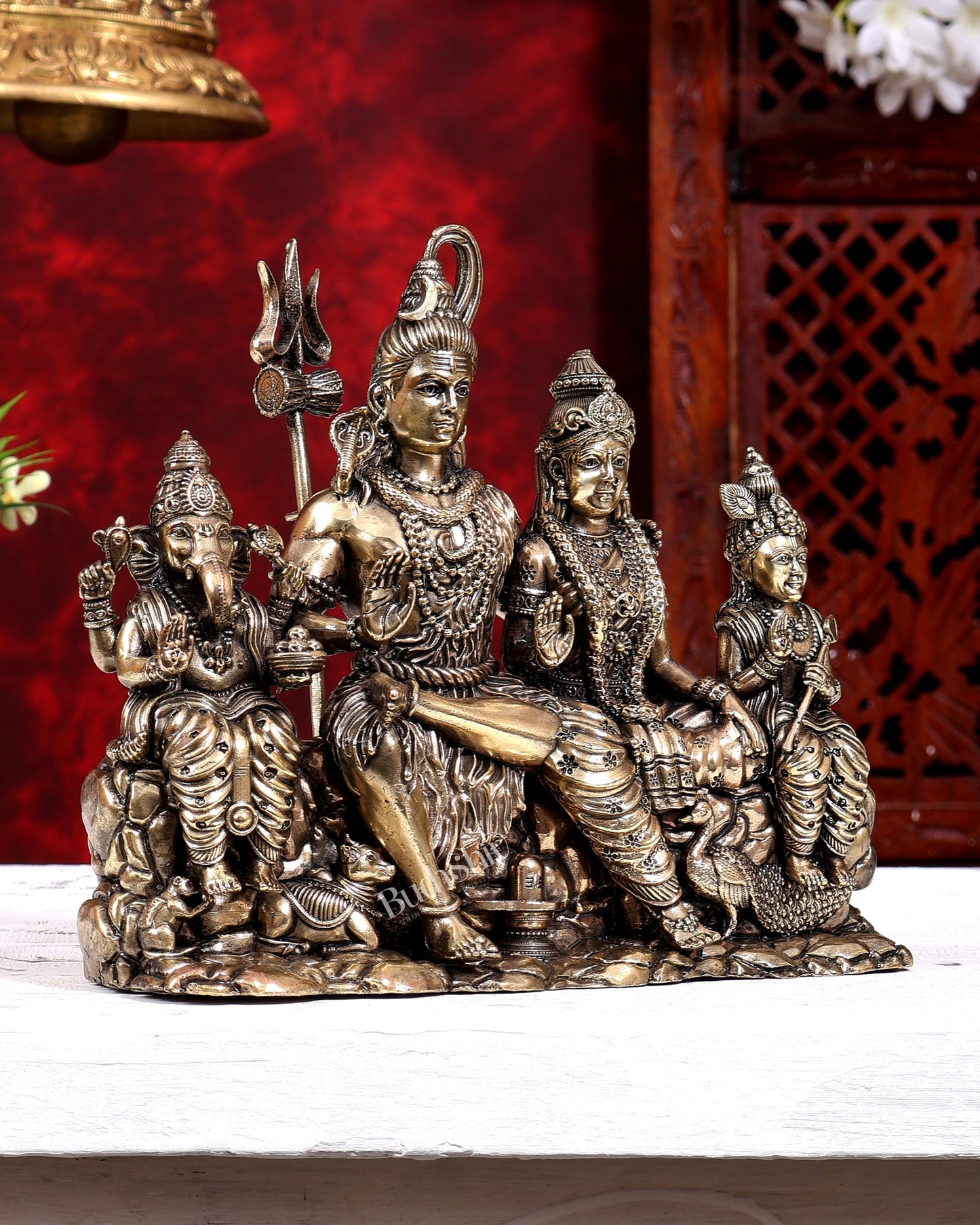 Brass Superfine Shiva Parivar Idol 7 inch