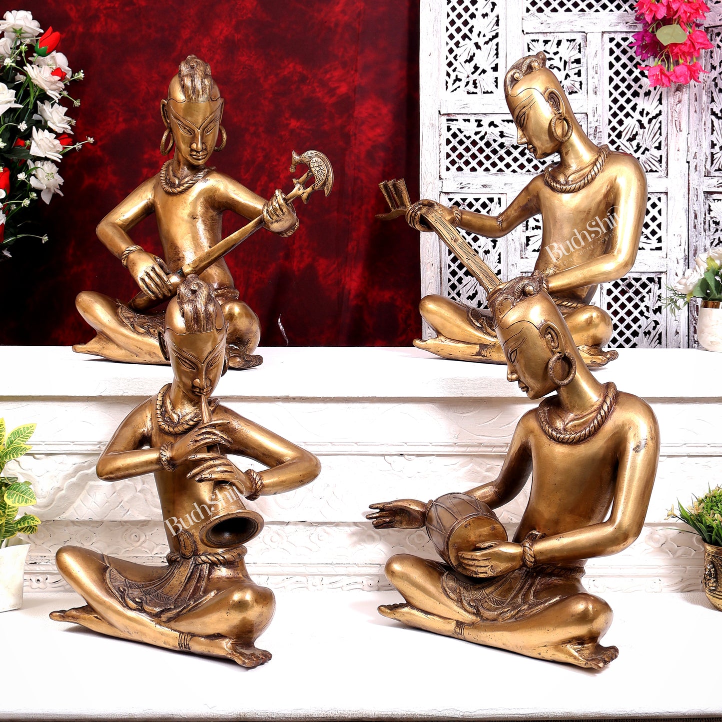 Brass Set of 4 Tansen Musicians – 18 Inch