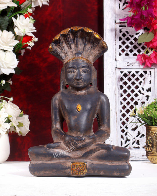 Brass Jain Tirthankar Rishabdeva Statue | Antique Finish | Pure Brass Adinath First Tirthankara Idol 12 inch