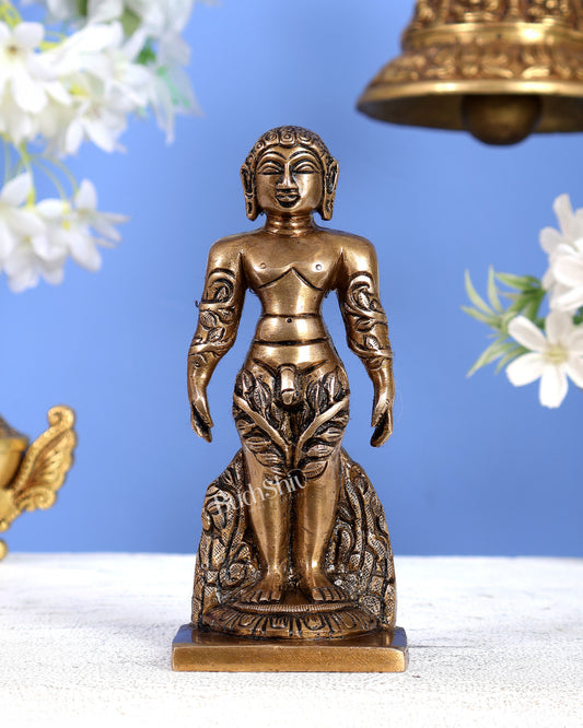 Brass tirthankar Rishab deva bahubali Jain God Standing Statue 6"
