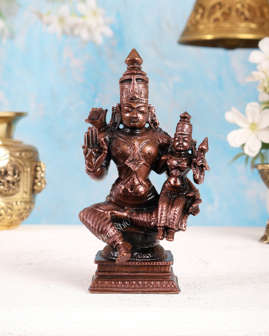 Pure Copper Ram Sita Sitting Idol – Divine Royal Couple Handcrafted Sculpture (5.5 Inches)