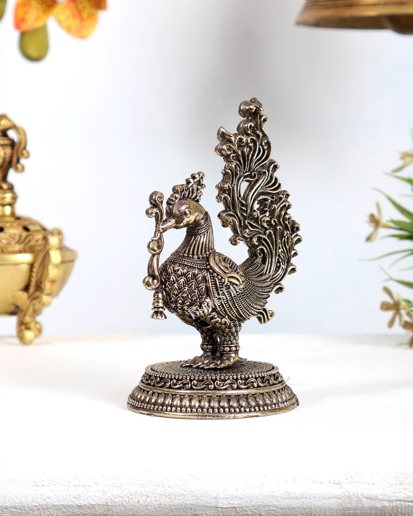 Brass Superfine Annam Pakshi Peacock Showpiece – Auspicious Vastu Sculpture (5.5 Inches)