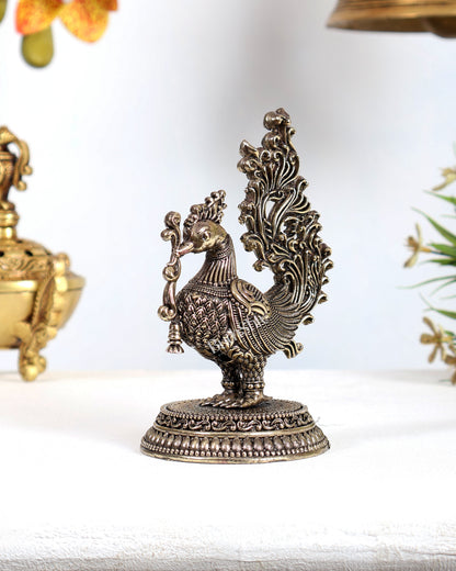 Brass Superfine Annam Pakshi Peacock Showpiece – Auspicious Vastu Sculpture (5.5 Inches)