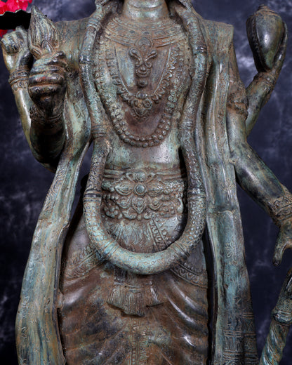 Balinese Bronze Vishnu & Lakshmi Standing Idol Pair 33 inch
