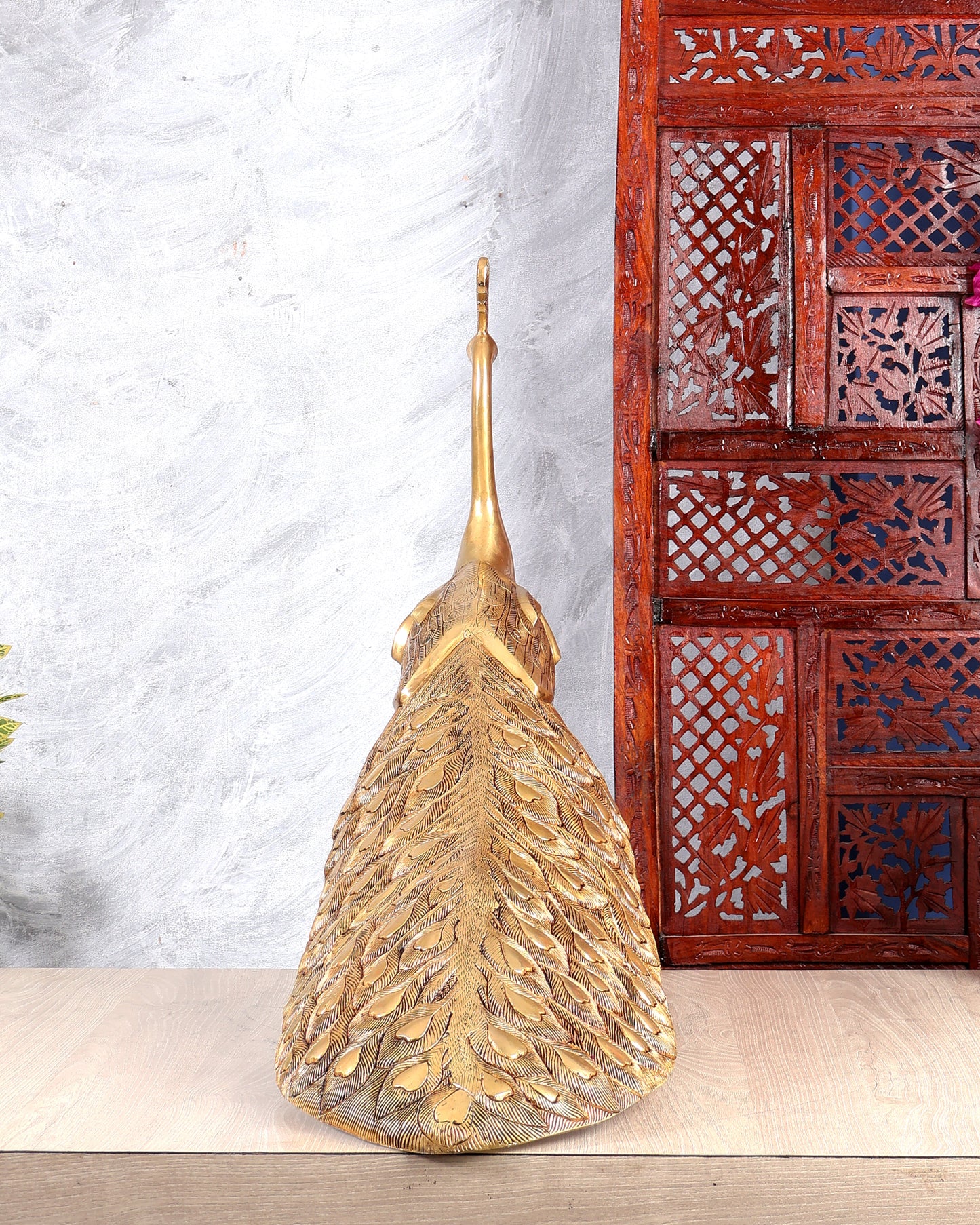 Brass Large Peacock Showpiece Sculpture – Majestic Handcrafted Decorative Masterpiece 29 inch