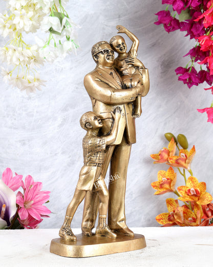 Brass Nelson Mandela with Children Statue – Inspirational Handcrafted Sculpture (16 Inches)