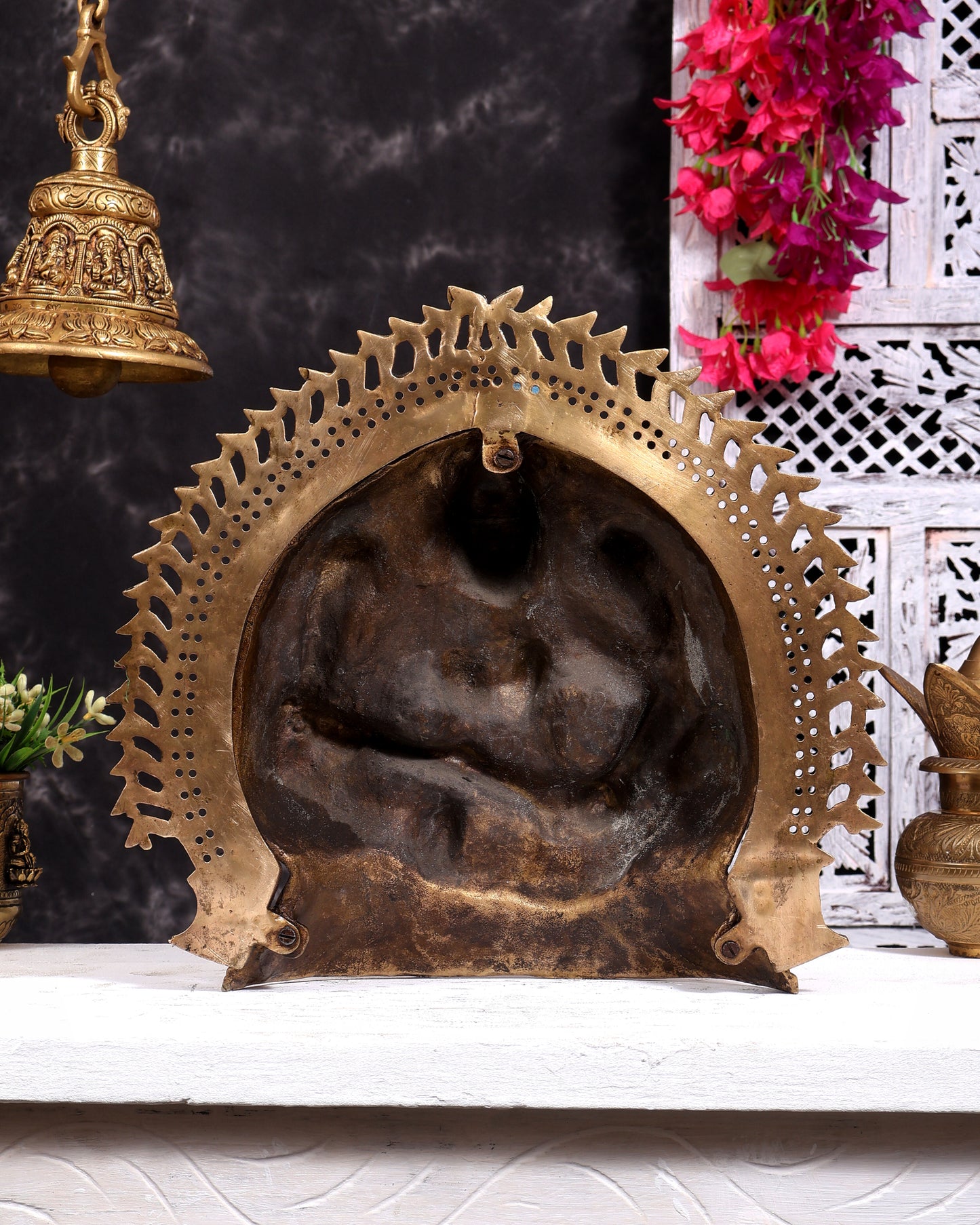 Brass Goddess Saraswati Pindi Roopam Wall Hanging 12 inch