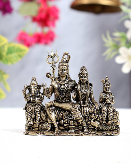 Brass Superfine Shiva Parivar Idol Miniature – Divine Family Sculpture (2.8 Inches)