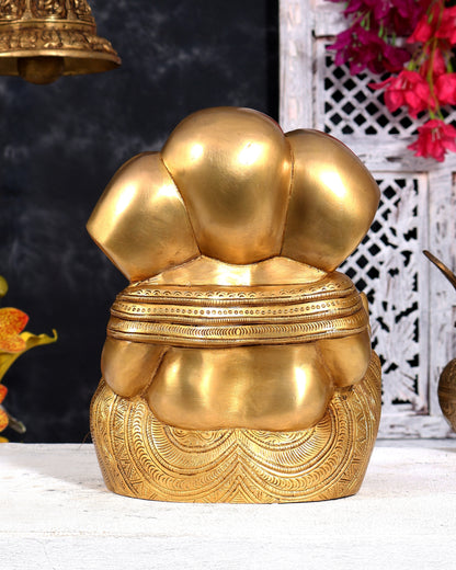 Unique Brass Modernised Ganesha Statue with Big Ears 10 inch