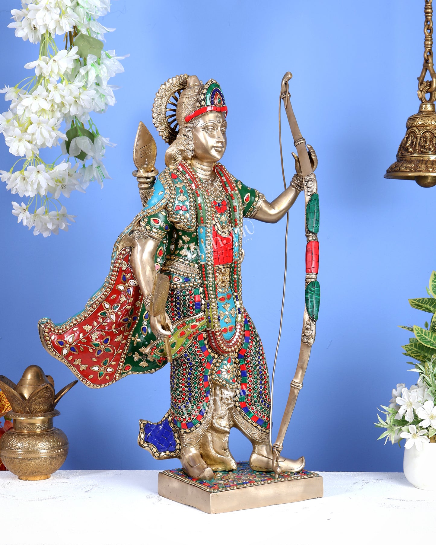 Handcrafted Brass Lord Rama Statue with Bow and Arrow – 26 Inch