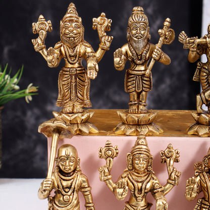 Dashavatar Set — Brass Idols on Lotus Base 5 inch