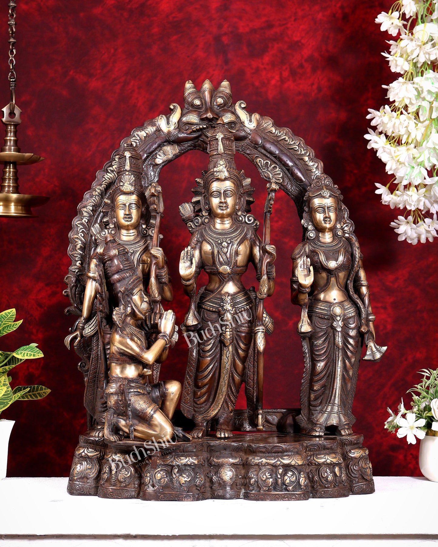 Brass Large Ram Darbar Statue — Dual-Tone Copper Gold Finish with Prabhavali 25.5 inch