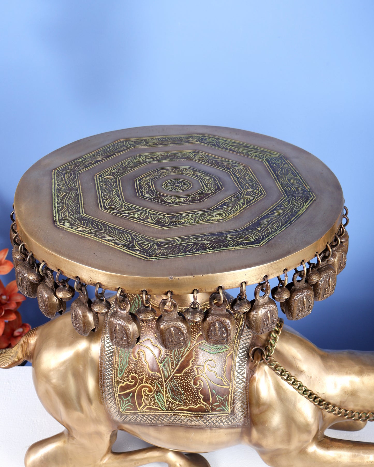 Vintage Brass Camel Design Stool Table – Handcrafted Heritage Furniture Accent (27 Inches)