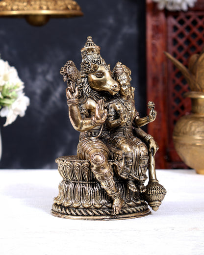 Brass Hollow Cast Hayagriva Lakshmi Idol | Pure Brass Horse-Headed Vishnu & Lakshmi 6 inch