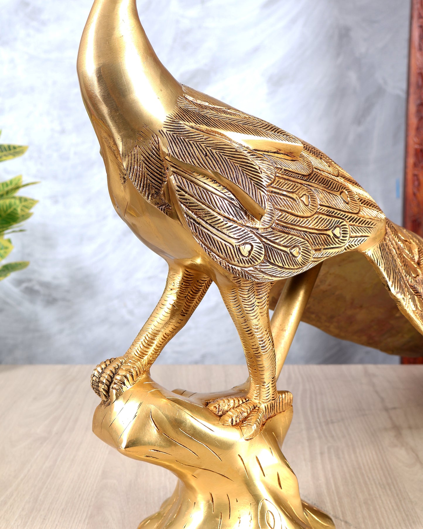 Brass Large Peacock Showpiece Sculpture – Majestic Handcrafted Decorative Masterpiece 29 inch