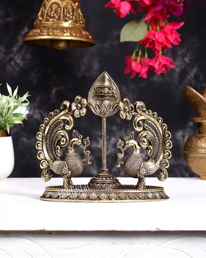 Brass Superfine Murugan Vel with Dual Peacock Design – Auspicious Kartikeya Symbol 6.75 inch