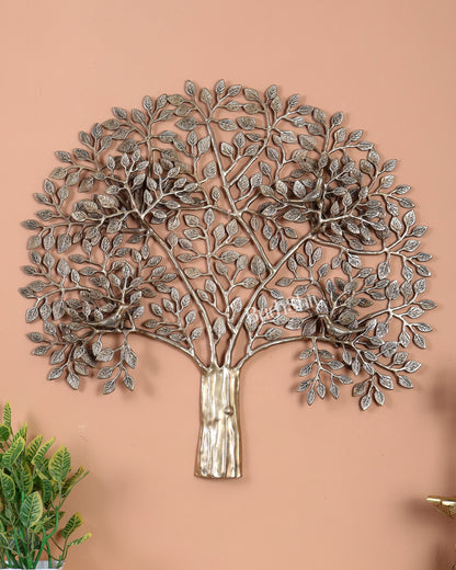 Premium Brass Kalpavriksha Tree with Birds Wall Hanging – Handcrafted Tree of Life Wall Décor 24 inch
