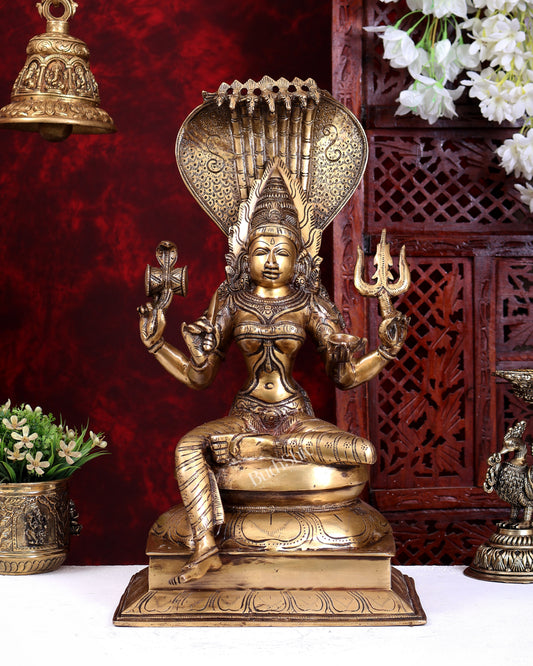 Pure Brass Goddess Mariamman Statue 19 inch
