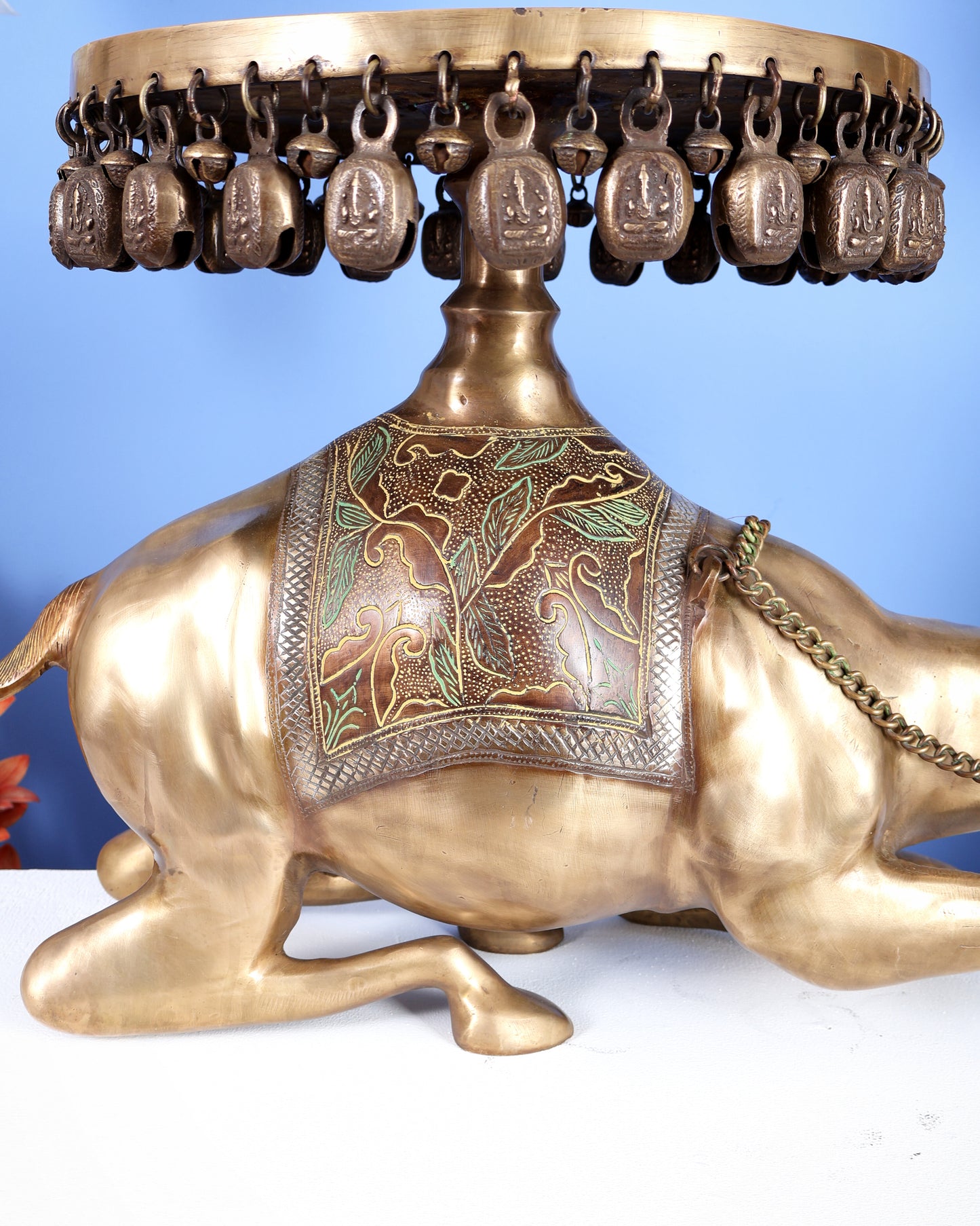 Vintage Brass Camel Design Stool Table – Handcrafted Heritage Furniture Accent (27 Inches)
