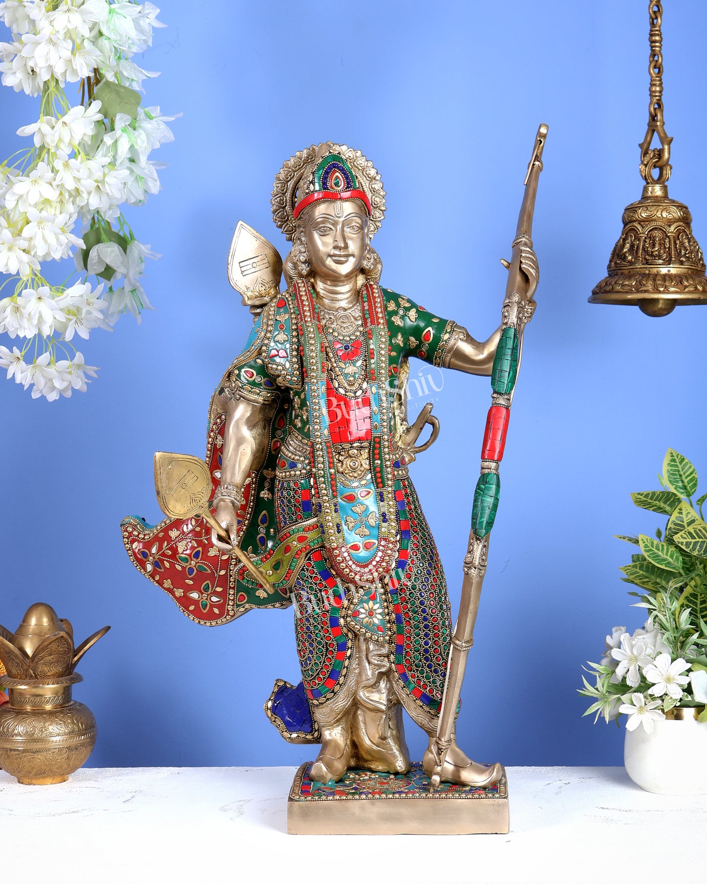 Handcrafted Brass Lord Rama Statue with Bow and Arrow – 26 Inch