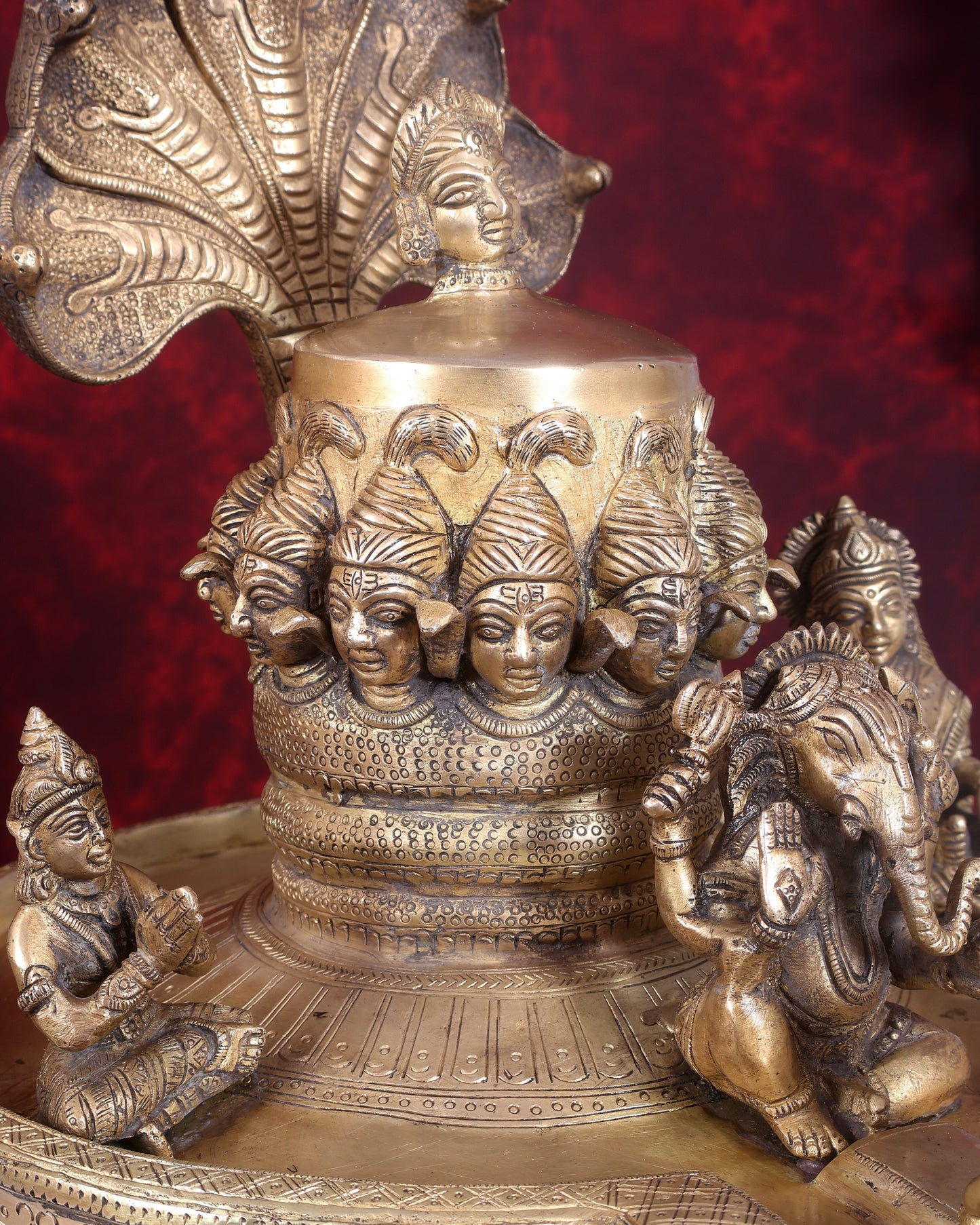 Majestic Large Pure Brass Lord Shiva Family on Shiva Lingam 21 inch