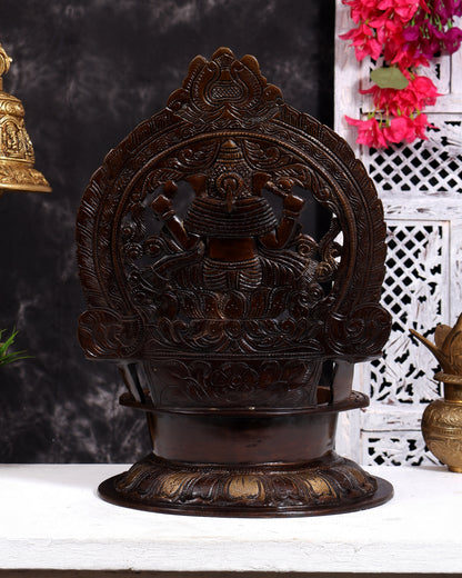 Brass Ganesha Oil lamp diya dual tone 16 inch