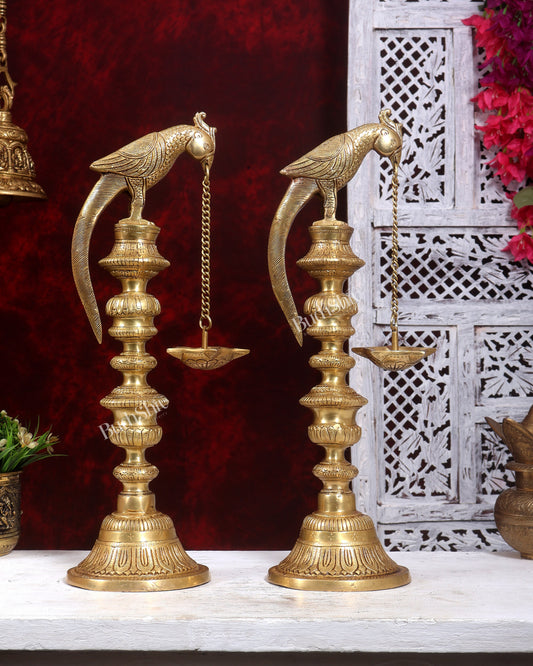 Premium Brass Parrot Lamp 18 inch Pair