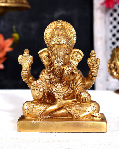 Brass Dagdusheth Ganapati Statue — Pune Ganesh 5 inch