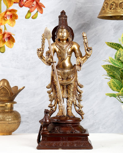 Pure Brass Kartikeya Murugan Swamy Statue – 14” dual tone