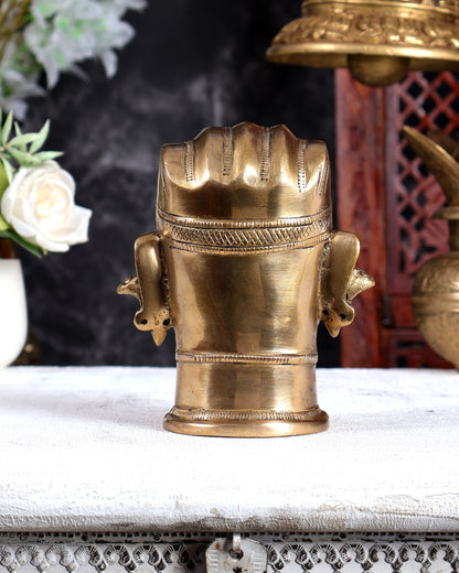 Brass Mahakaal Mukhalingam Shiva Face Head Bust Sculpture – Handcrafted Divine Artefact 6 inch