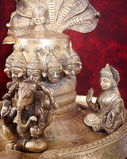 Majestic Large Pure Brass Lord Shiva Family on Shiva Lingam 21 inch
