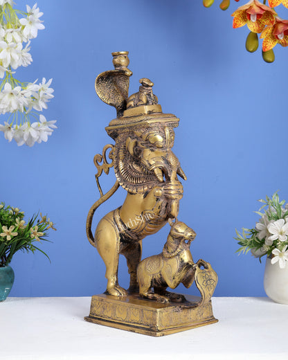 Antique Finish Brass Nandi, Yali & Horse Table Leg – Traditional Handcrafted Furniture Support 15 inch