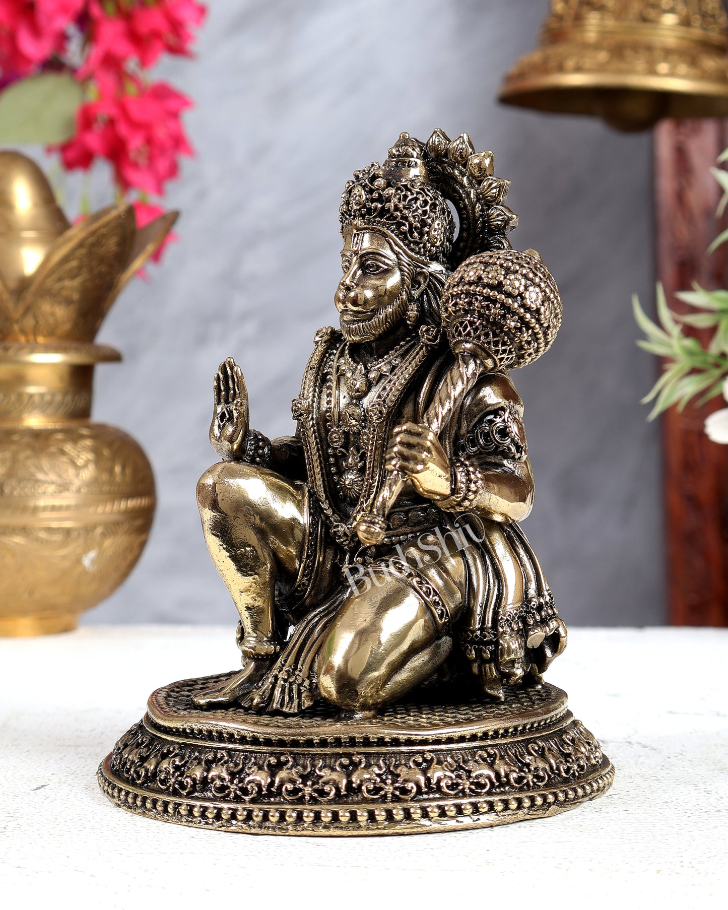 Brass superfine Hanuman 6 inch intricate