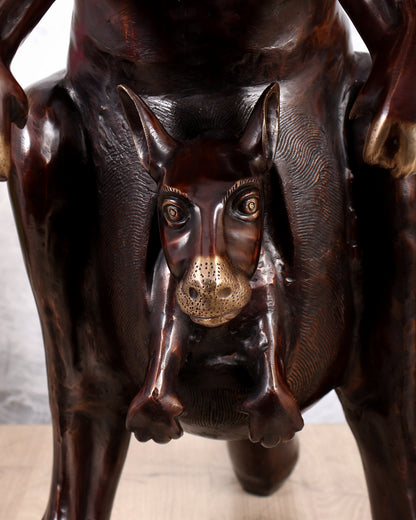 Brass Large Kangaroo with Baby Joey Sculpture – Handcrafted Wildlife Masterpiece (34 Inches)