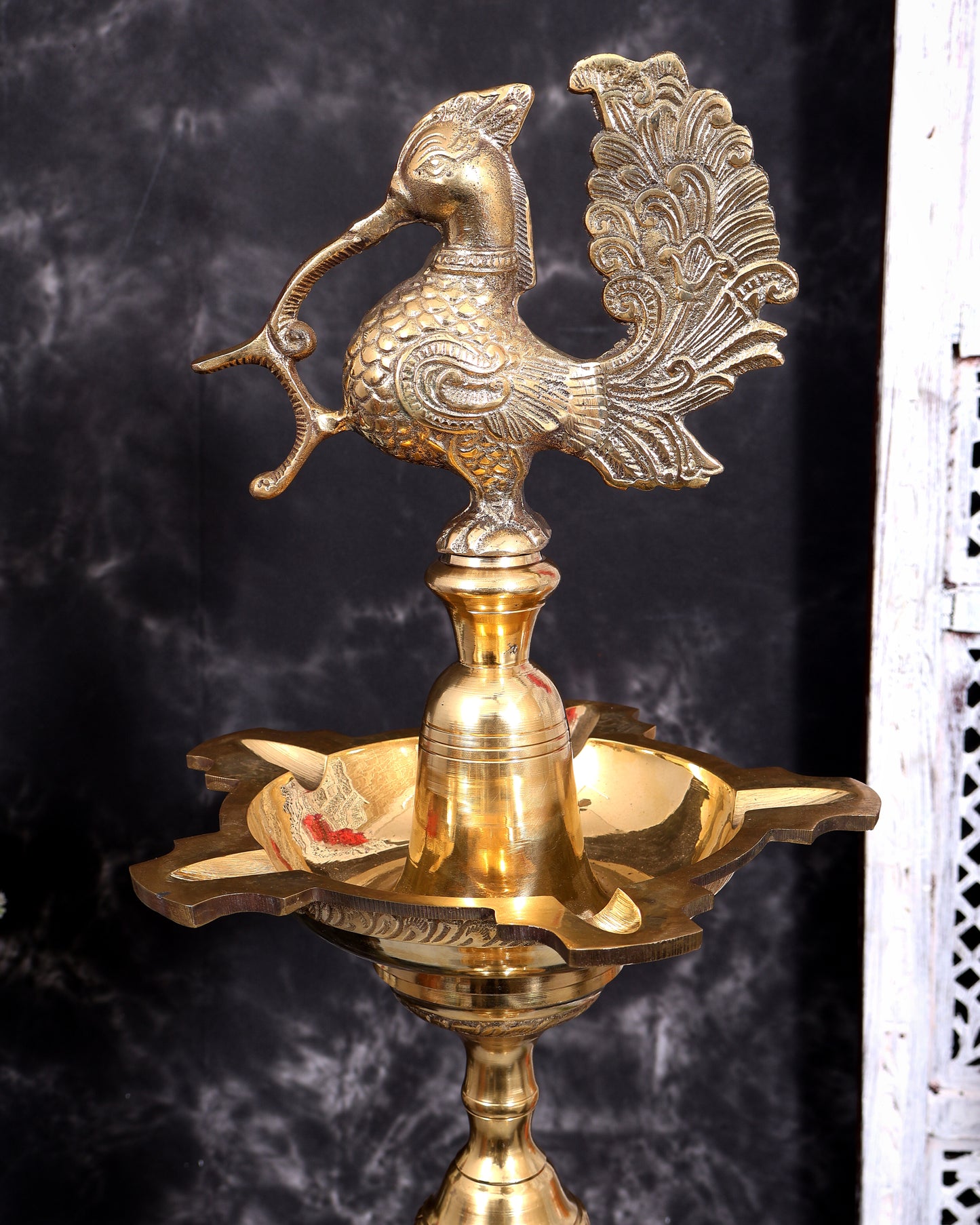 Brass Large Peacock Samai Inauguration Lamp (Pair) 51 inch