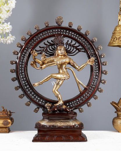 Brass Nataraja Dancing Shiva Dual Tone Sculpture – 22 Inch High Energy Lord Shiva Idol
