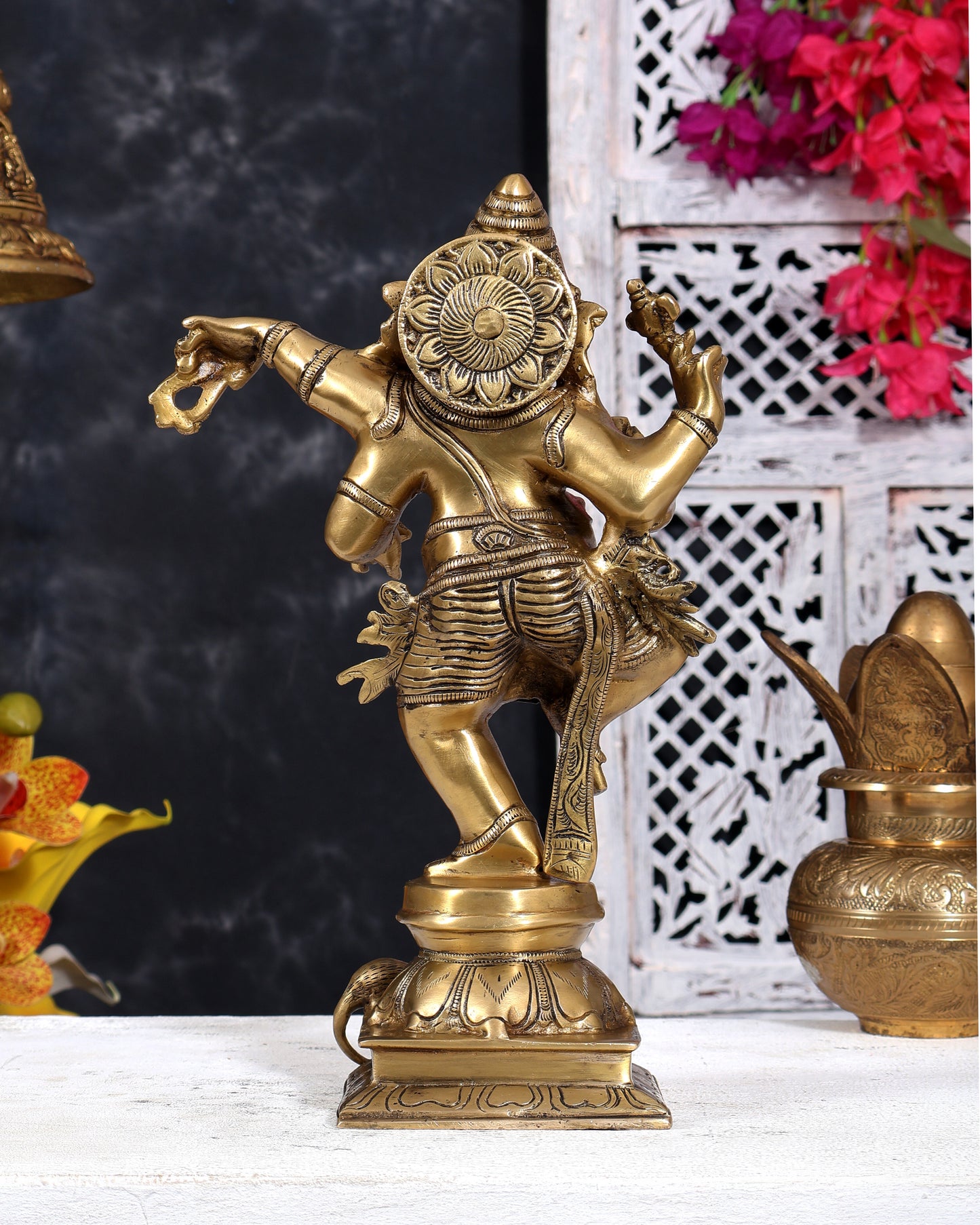 Brass Superfine Dancing Ganesha (Nritya Ganapati) Statue 12 inch