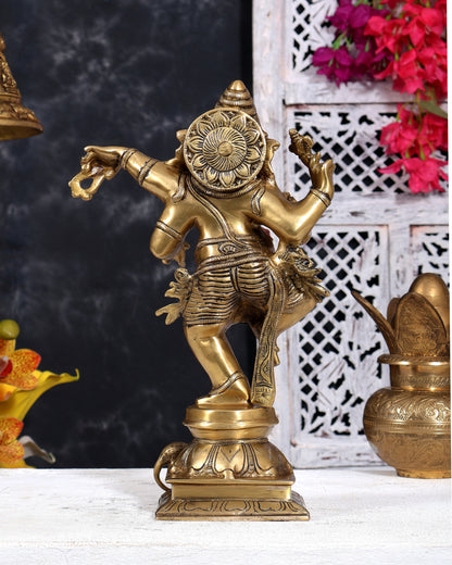 Brass Superfine Dancing Ganesha (Nritya Ganapati) Statue 12 inch
