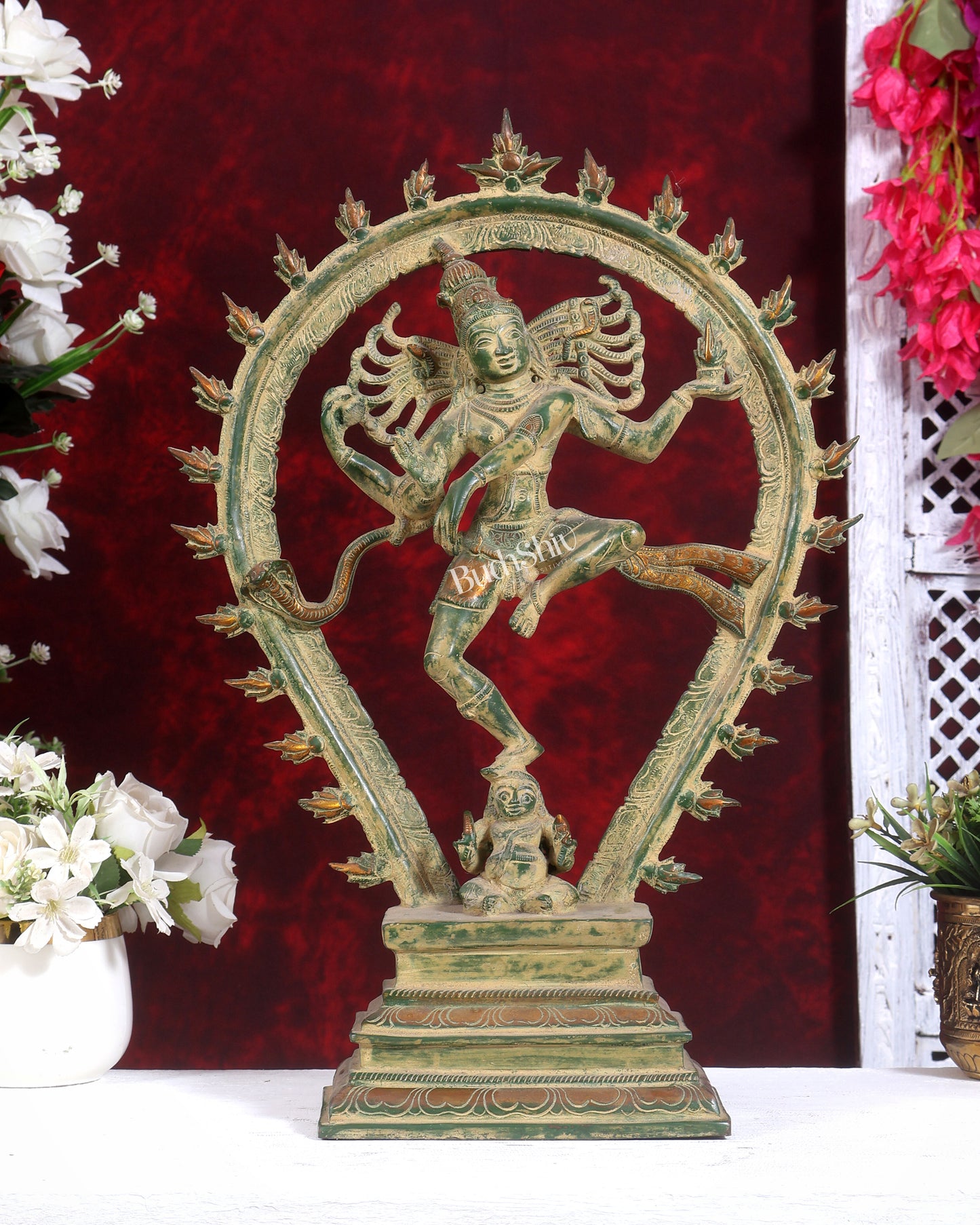 Brass Antique Tone Nataraja Statue - Unique 18 inch sandfinish