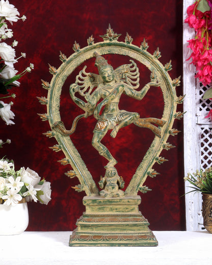 Brass Antique Tone Nataraja Statue - Unique 18 inch sandfinish