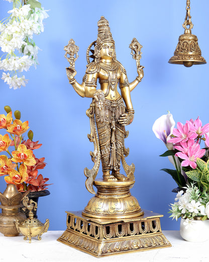 Brass Tirupati Balaji Statue – Finely Handcrafted Lord Venkateswara Sculpture (30 Inches)