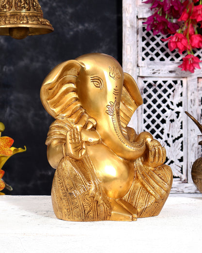 Unique Brass Modernised Ganesha Statue with Big Ears 10 inch