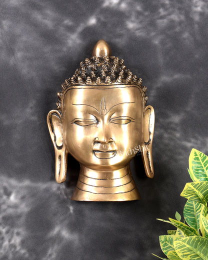 Brass Buddha Face Wall Hanging – Highly Detailed Handcrafted Spiritual Wall Décor 8 inch