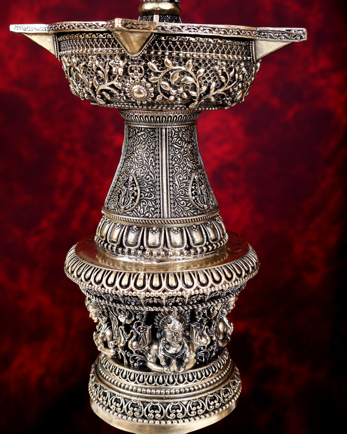 Brass Superfine Peacock Annam Pakshi Oil Lamp — Large Size 19 inch