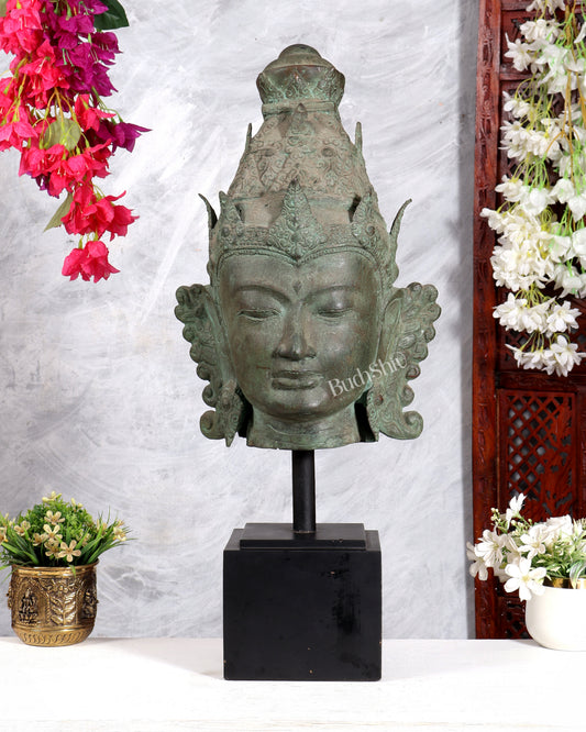 Large Lord Vishnu Face – Indonesian Bronze Handcrafted Sculpture
