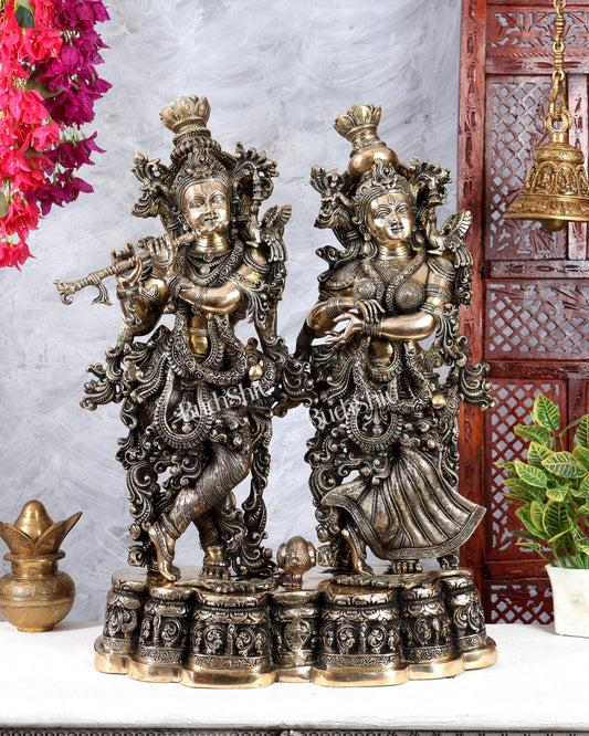 Brass Radha krishna Idols together on same base 29 inch large