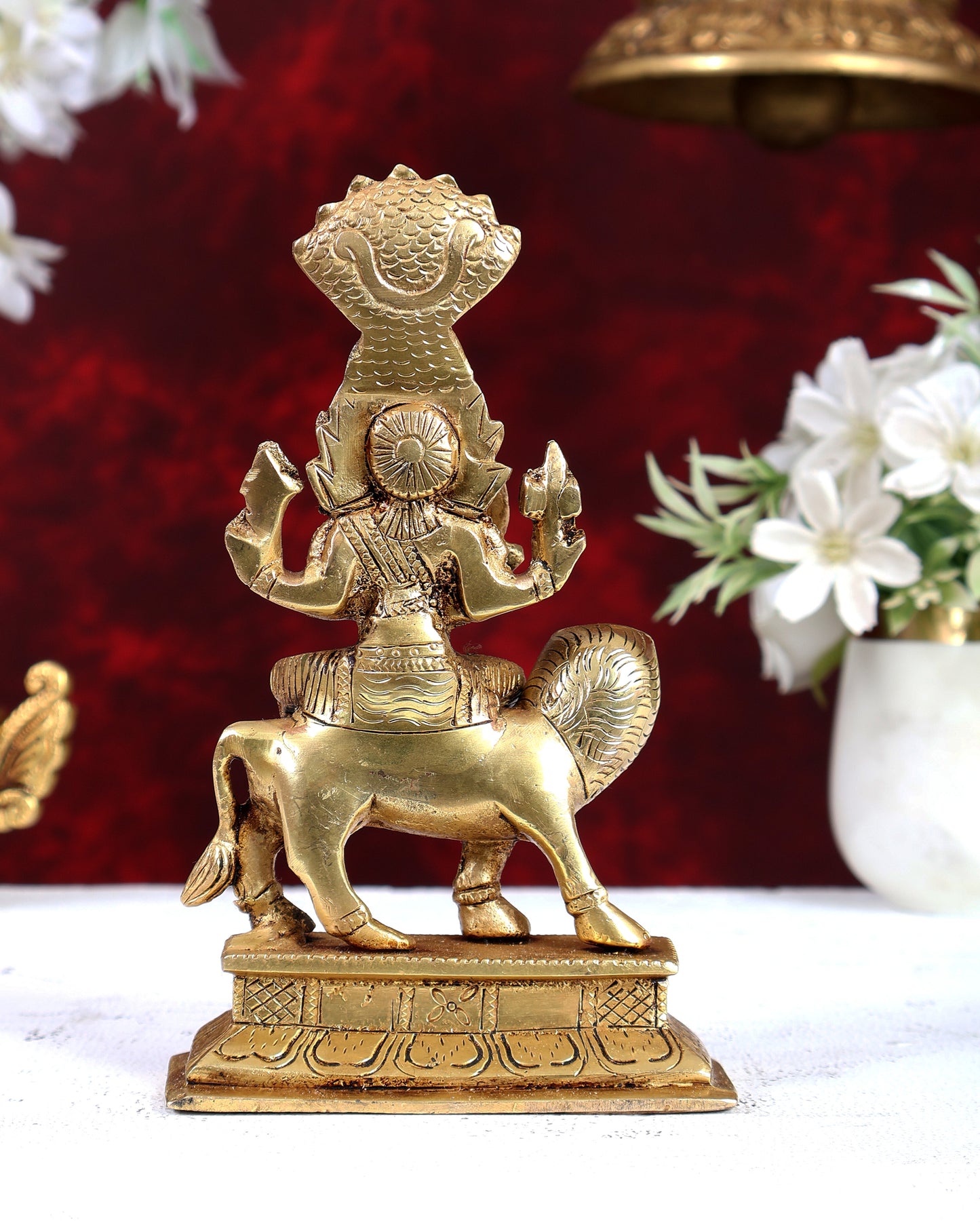 Brass Pratyangira Devi Statue – Handcrafted Divine Protection Goddess Idol 7 inch