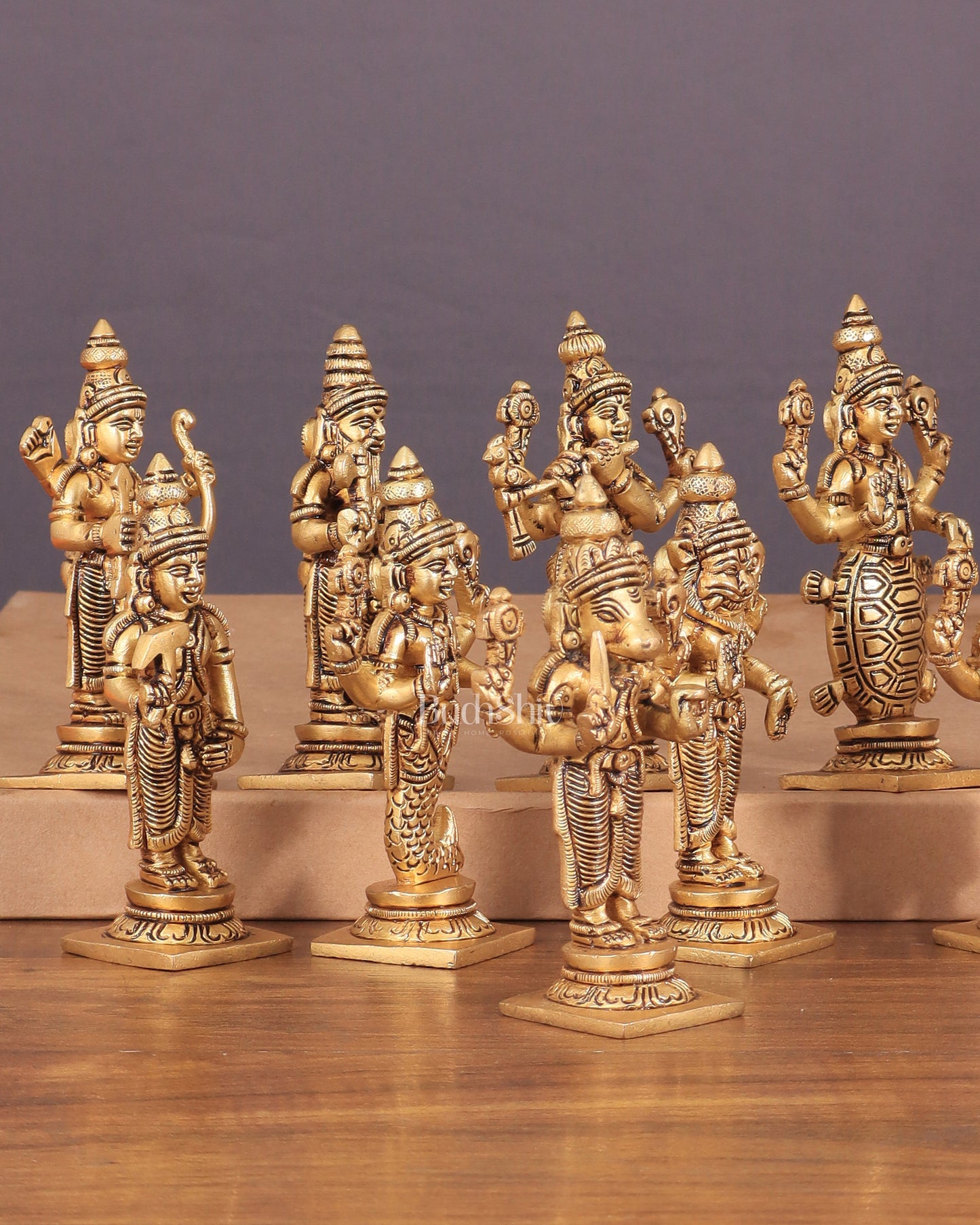 Vishnu Dashavatar Pure Brass Superfine Idols Set 4.5 inch